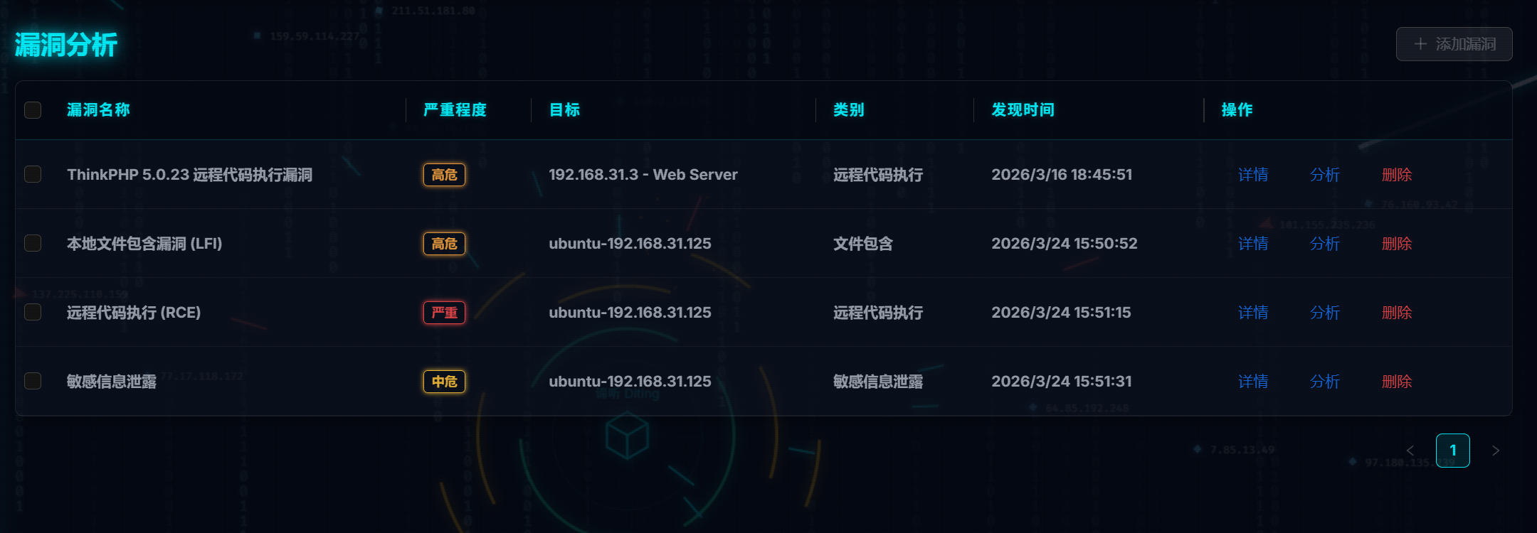 漏洞分析界面
